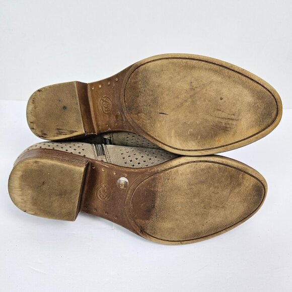 Lucky Brand Baylah Tan Perforated Leather Asymmetrical Opening Ankle Boot 9 - Picture 7 of 9